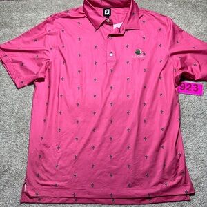Footjoy Mens 2XL Pink Green Cactus Design Short Sleeve‎ Polo With Logo
